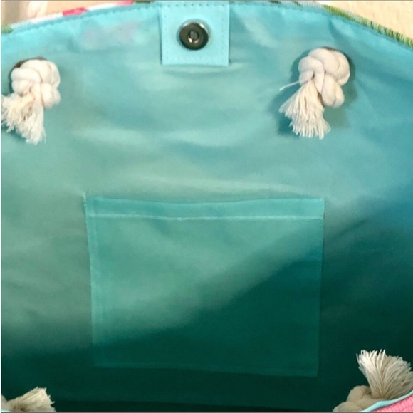 NWT Hibiscus, Flamingo & Palm Beach Bag Shopping Bag - Picture 3 of 5